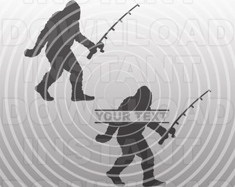 Arquivo SVG Bigfoot, Pesca Bigfoot SVG, Vara de pesca svg, Vara de pesca svg, Vara e molinete svg, Uso comercial e pessoal, Cricut, Silhueta, Glowforge