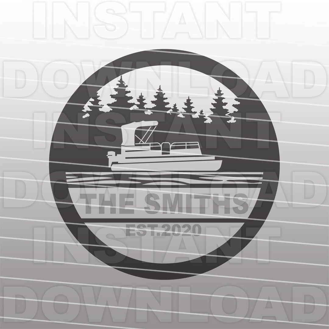 Pontoon Boat Name Plate SVG File,pontoon Boat Monogram SVG vector Art