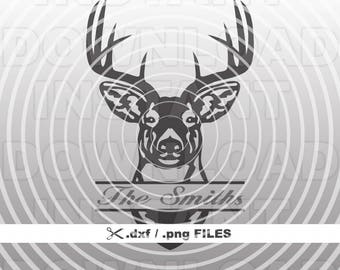 Buck Head Deer Hunting Monogram Split DXF File,Vector Clip Art dxf / png files for Commercial & Personal Use-Cricut,Silhouette,Cameo,Vinyl