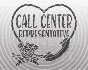 Call Center Representative SVG File,Call Center Telephone with Flowers SVG -Commercial & Personal Use- Cricut,Silhouette Cameo,Vinyl svg