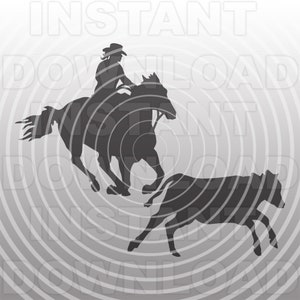 Ranch Sorting SVG File Calf Sorting svg Cattle svg Equestrian svg Horseback svg Silhouette Cricut svg Vector Art -Commercial & Personal Use-