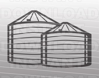 Grain Bins SVG File,Farming SVG File,Vector Clip Art File,Commercial & Personal Use,Cricut,Silhouette, Cameo,Vinyl decal