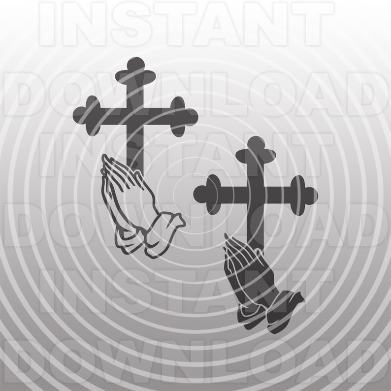 Praying Hands With Christian Cross SVG Filereligious SVG Etsy