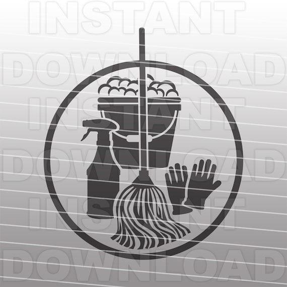 Mop and Bucket House Cleaning Logo Design SVG Etsy Canada
