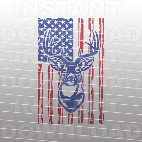 Download Patriotic Buck Head Deer Hunting SVG FileDeer Hunter SVG ...