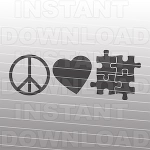 Peace Love Jigsaw Puzzles File in formato SVG, pezzi del puzzle in formato SVG - Vector Clipart commerciale e uso personale - Cricut, Silhouette Cameo, decalcomania in vinile