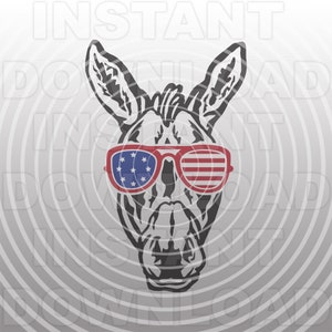 Esel mit patriotischer Sonnenbrille SVG-Datei, Maultier mit USA Sonnenbrille SVG-Datei-Vector Art kommerzielle/persönliche Nutzung- Cricut,Silhouette,Cameo