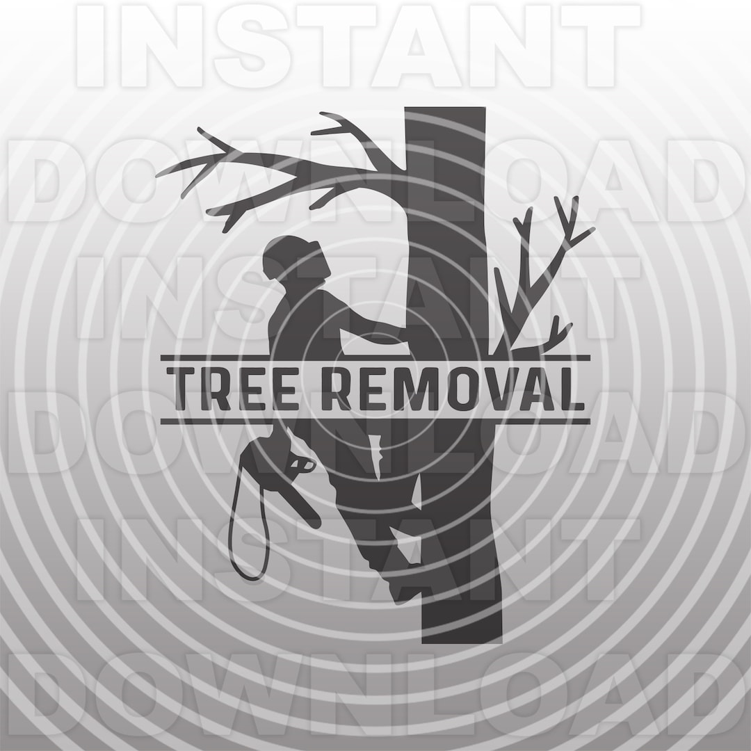 Tree Trimmer Climbing Tree With Chainsaw SVG File,tree Removal Logo SVG ...