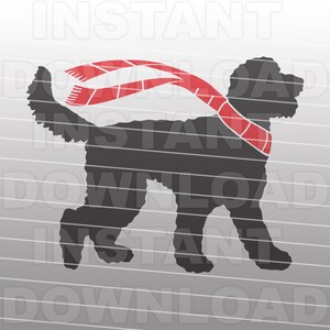 Goldendoodle mit Schal SVG-Datei, Weihnachten Labradoodle SVG - Vektorkunst kommerziellen und persönlichen Gebrauch- für Cricut,Silhouette,Cameo,Vinyl Cut