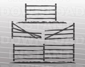 Farm Fence SVG File,Wooden Fence SVG,Rustic Fence svg -Vector Art Commercial & Personal Use- Cricut Explore,Silhouette,Cameo,Vinyl Decal