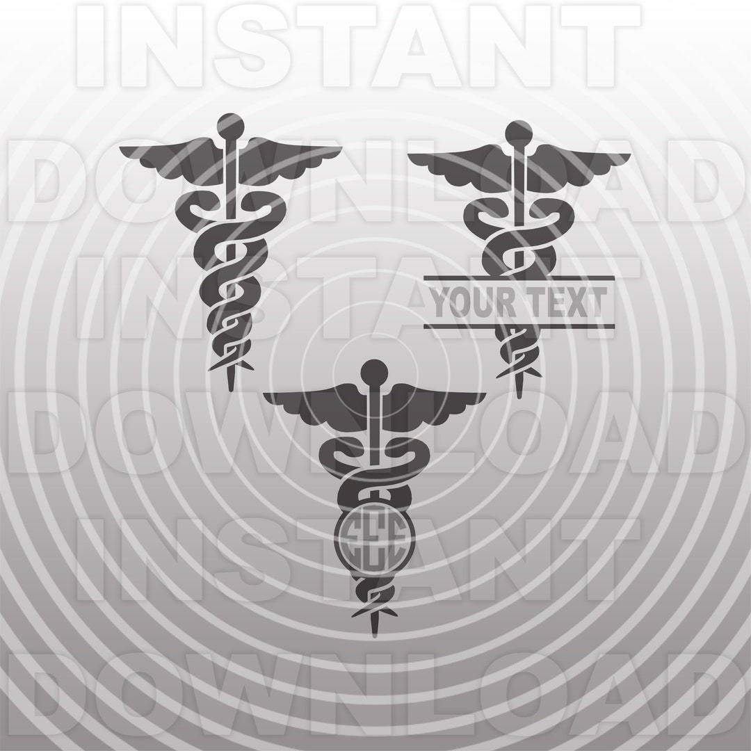 Caduceus Medical Symbol Monogram Frames SVG File,nurse Svg,nursing Svg ...
