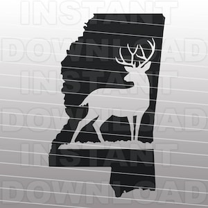 Deer Hunting Buck Mississippi SVG File Cutting Template-Clip Art for Commercial/Personal Use-vector art file Cricut,SCAL,Cameo,Sizzix,Vinyl
