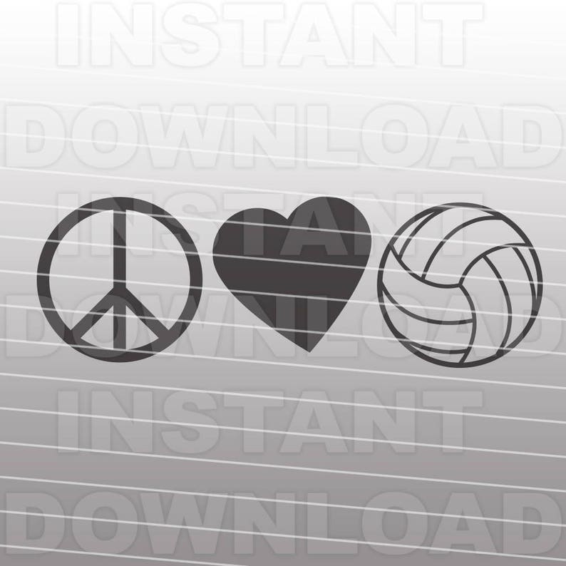 Peace Love Volleyball SVG FileSports SVG File Commercial ...