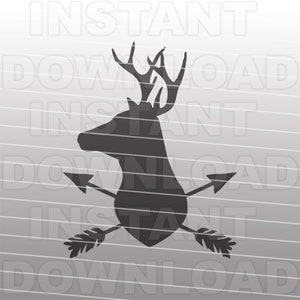 Deer Head with Arrows SVG File,Deer Hunting SVG,Bowhunting SVG,Hunting Lodge svg -Vector Art Commercial/Personal Use-Silhouette,Cricut,Cameo