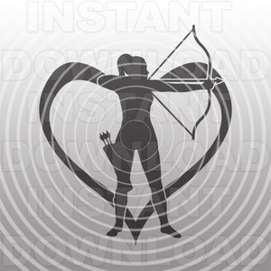 Archery Love Heart Girl Archer SVG File,Archery Girl SVG -Vector Art Commercial & Personal Use- Cricut,Cameo,Silhouette,iron on vinyl