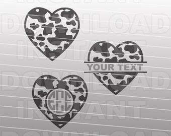 Cow Spots Heart SVG File,Cow Spots Pattern SVG  -Cutting Template- Vector Art Commercial & Personal Use- Cricut,Cameo,Silhouette,Vinyl Cut