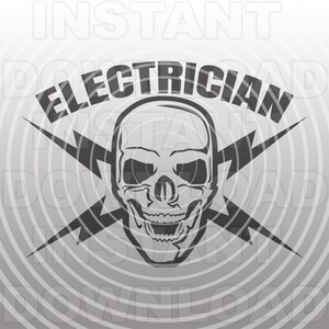 Archivo SVG de cráneo de electricista, SVG de electricista de la Unión, SVG de oficios calificados -Arte vectorial Uso comercial y personal- Cricut,Cameo,Silueta,Vinilo