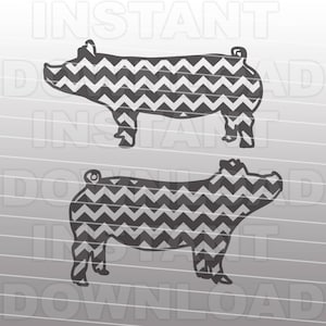 Chevron Show Pig SVG File,Show Pig SVG File,Farm Animal SVG-Vector Clip Art for Commercial & Personal Use-Cricut,Cameo,Silhouette,Cut File