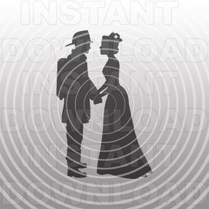ファースト レスポンダー ウェディング SVG ファイル、消防士と看護師 SVG、ウェディング ケーキ トッパー SVG - ベクター アート 商用/個人使用 - Cricut、シルエット カメオ