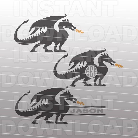 Dragon SVG FileDragon Monogram SVG File Commercial & | Etsy