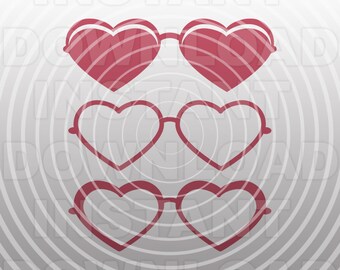 Heart Shaped Glasses SVG File,Heart Sunglasses SVG -Commercial & Personal Use- Vector Art svg for Cricut,Silhouette,Cameo,Iron on Vinyl Cut