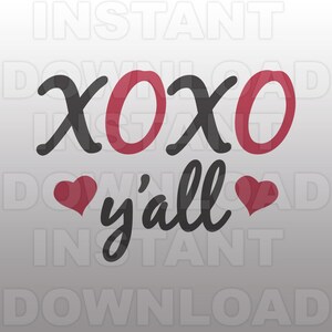 SVG-Datei, XOXO Yall SVG-Datei, Yall-Svg-Datei, Schneidevorlage-Vektor-ClipArt für kommerziellen und persönlichen Gebrauch-Cricut,Cameo,Silhouette,Aufkleber,Vinyl