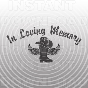 In Loving Memory Chapeau de cowboy et botte de cowboy avec Angel Wings Memorial SVG File -Commercial/Personal Use- Cricut, Silhouette Cameo, décalque de vinyle