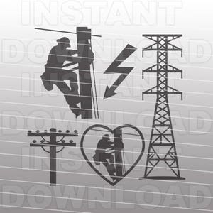 Electrical Lineman SVG File,Electrician SVG File,Lineman SVG-Vector Clip Art-Commercial & Personal Use-Cricut,Cameo,Silhouette,Vinyl,Decal