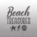 Beach Treasures Quote Saying SVG File,Sea Shells SVG-Vector Art Commercial & Personal Use-Cricut,Silhouette,Cameo,Vinyl Decal,Iron on Vinyl