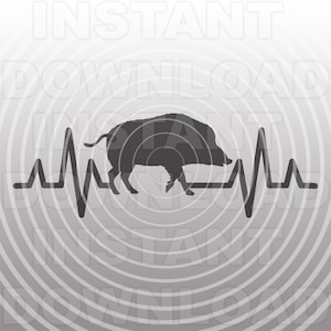 Wild Hog Hunting EKG Heartbeat SVG File,Wild Boar SVG -Vector Art Uso comercial y personal- Cricut,Silueta,Cameo,Calcomanía de vinilo,Corte de vinilo