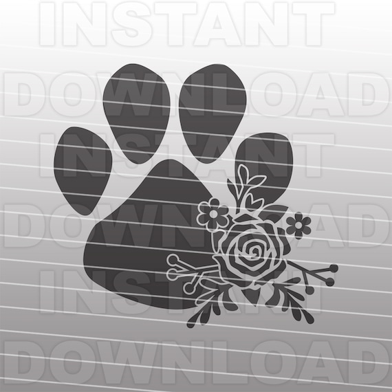 Floral Paw Print SVG Fileflower Paw Print SVG vector Art Etsy