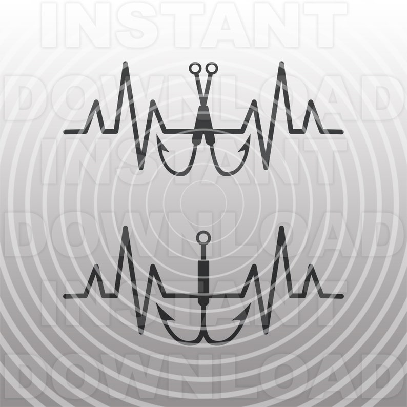 Fishing Heartbeat EKG Pulse SVG FileDouble Fish Hooks SVG Etsy México