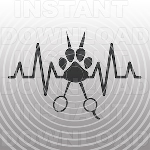 Dog Groomer svg, Dog Grooming EKG Heartbeat Pulse SVG -Vector Art Commercial & Personal Use-Cricut,Silhouette,Cameo,Vinyl Decal,Vinyl Cut