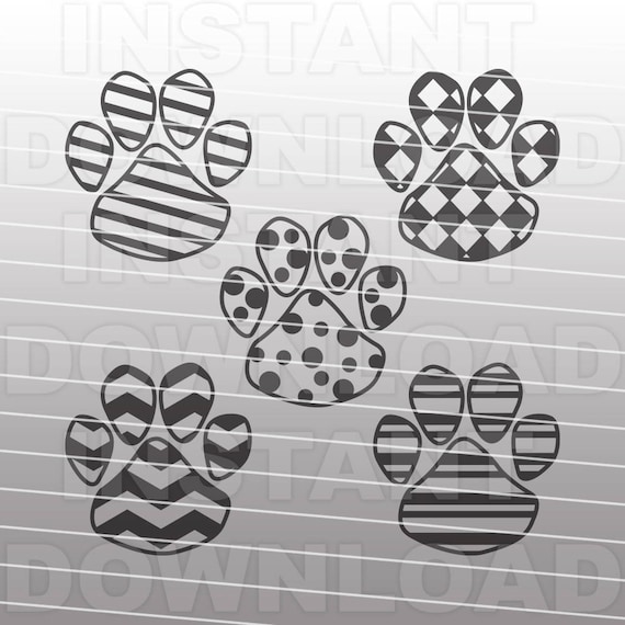 Paw Prints SVG File,Patterned Dog Paw Print svg -Vector Art for Commercial & Personal Use- Cricut,Silhouette,Cameo,Vinyl Decal,Iron on Vinyl