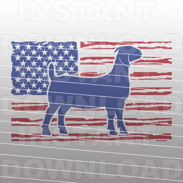 Boer Goat Distressed Grunge USA Flag svg File,Livestock svg -Vector Art Commercial & Personal Use- Cricut,Silhouette Cameo,iron on vinyl