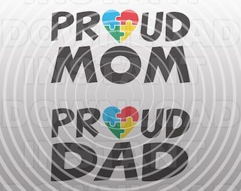 Arquivo SVG de autismo, quebra-cabeça de autismo svg, mãe orgulhosa de autismo svg, pai orgulhoso de autismo svg, silhueta svg, Cricut svg - Arte vetorial para uso pessoal e comercial