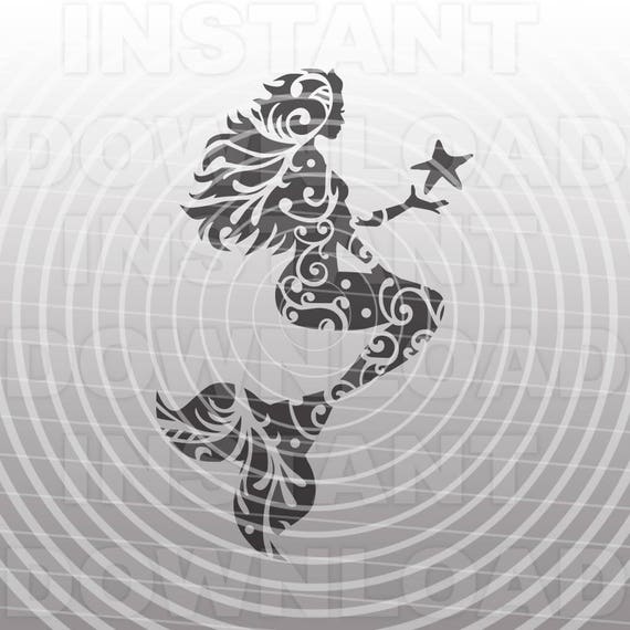 Download Fancy Flourish Mermaid Svg Filemermaid Silhouette Svg File Etsy