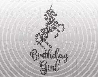 Cumpleaños niña unicornio SVG archivo, niñas cumpleaños SVG, camiseta de cumpleaños svg -Uso comercial y personal- Cricut,Silueta,Cameo,Hierro en vinilo