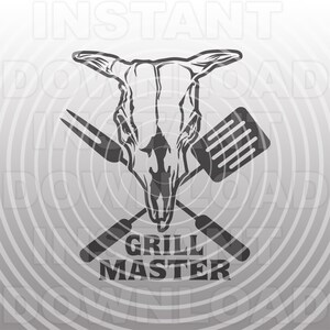 Grill Master with Cow Skull SVG File,Family BBQ SVG,Funny Dad svg -Vector Art Commercial & Personal Use- Cricut,Silhouette,Cameo,Vinyl Cut