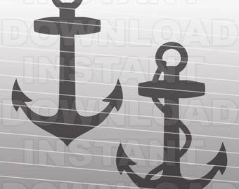 Anchors SVG File Cutting Template - Clip Art for Commercial and Personal Use - vector art file for Cricut, SCAL, Cameo, Sizzix, Pazzles