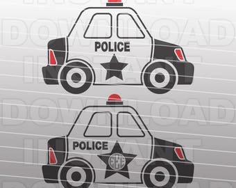 警察 SVG ファイル、パトカー SVG、モノグラム SVG カット ファイル - 商用および個人使用向けベクター クリップ アート Cricut、シルエット、カメオ、パズル、ビニール