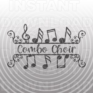 Coro combinado con notas musicales (archivo SVG), coro de voces mixtas (SVG), educación musical (SVG) - Uso comercial/personal - Cricut, Silhouette Cameo, vinilo SVG