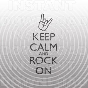 Mantenga la calma y el rock en el archivo SVG, Amante de la música SVG, Músico de rock svg -Vector Art Uso comercial/personal- Cricut,Silueta,Cameo,Hierro en vinilo