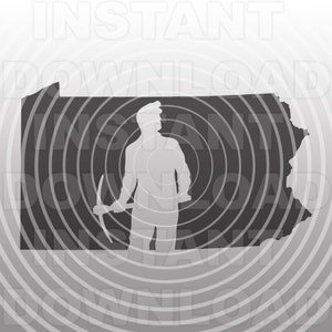 Coal Miner SVG File,Pennsylvania Coal Mining SVG -Vector Art Commercial & Personal Use- Cricut,Silhouette,Cameo,Iron on Vinyl,Vinyl Decal