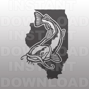 Illinois Catfish Fishing SVG-bestand, cricut SVG, silhouet SVG, SVG bezuinigingen, Graveerbare SVG, SVG gesneden bestand, vector SVG, cricut ontwerpen, vinylbestanden