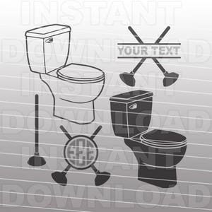 Toilet SVG-bestand, sanitair SVG, toilet plunjer SVG-vector kunst commercieel en persoonlijk gebruik-Cricut, silhouet, cameo, vinyl decal, opstrijkbare vinyl