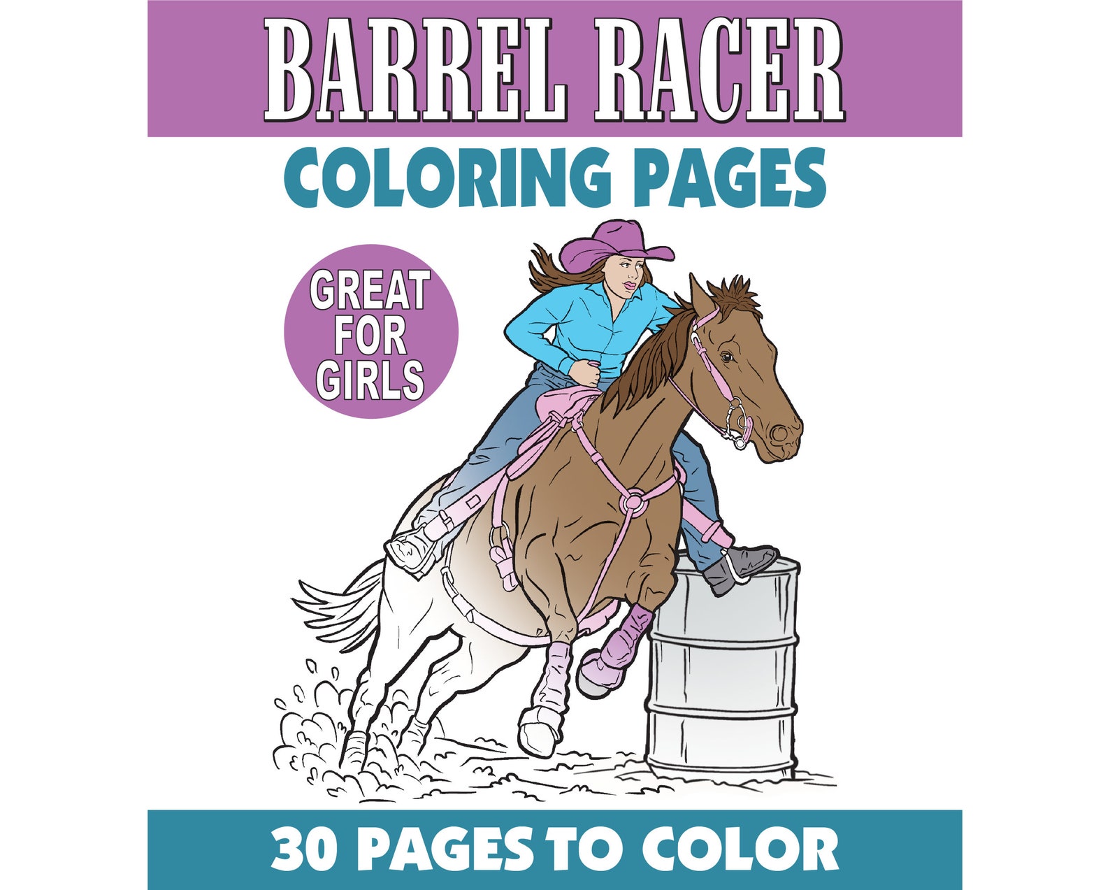 30 Barrel Racer Coloring Pages Book,barrel Racing Coloring Pages,adults ...