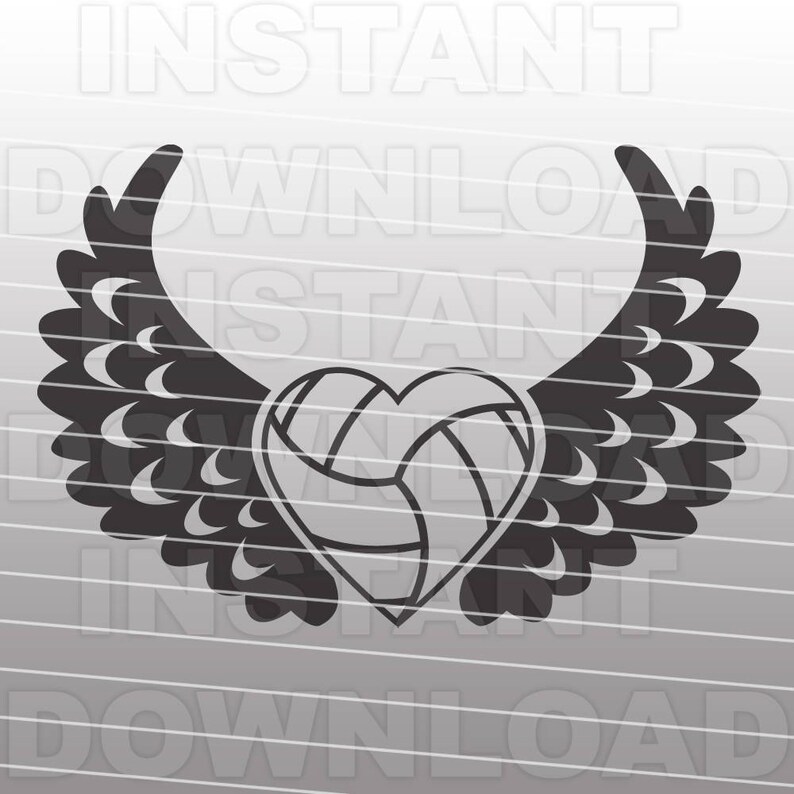 Download Volleyball Heart with Wings SVG FileVolleyball SVG | Etsy