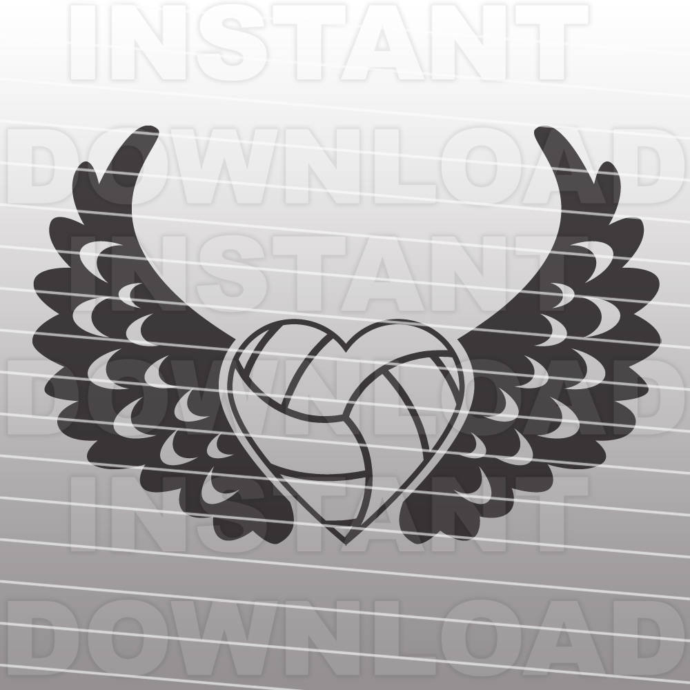 Download Volleyball Heart with Wings SVG FileVolleyball SVG | Etsy
