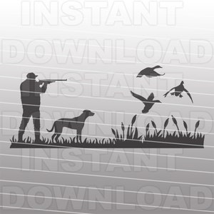 Entenjäger mit Labrador Retriever Vogel Hund SVG-Datei, Enten fliegen SVG, Vektorkunst, kommerziell-persönlichen Gebrauch, Cricut, Silhouette Cameo, Vinyl cut